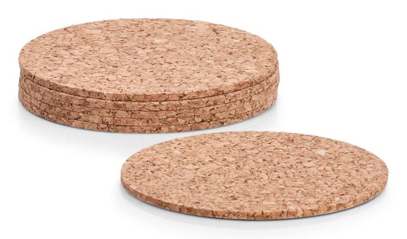 Zeller Present Glasuntersetzer – 6er Set, Ø 9,5 cm, Kork, Braun, für Glas