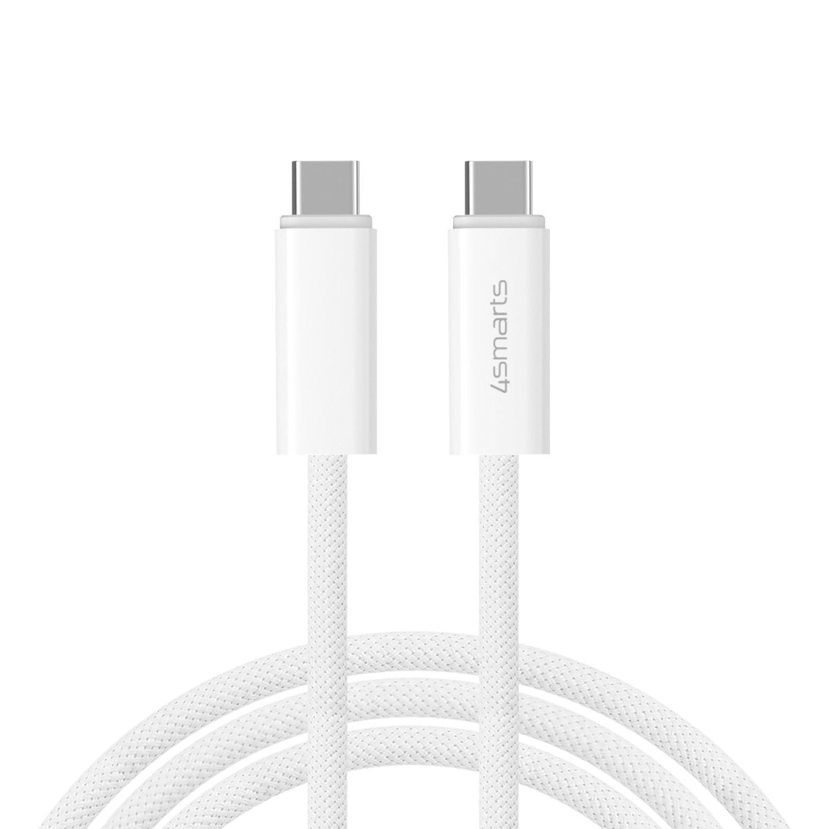 4smarts USB-C auf USB-C Kabel – USB 3.2 Gen 2 (10 Gbit/s) – 1,5 m – PD 240 W – Geflochten – Weiss