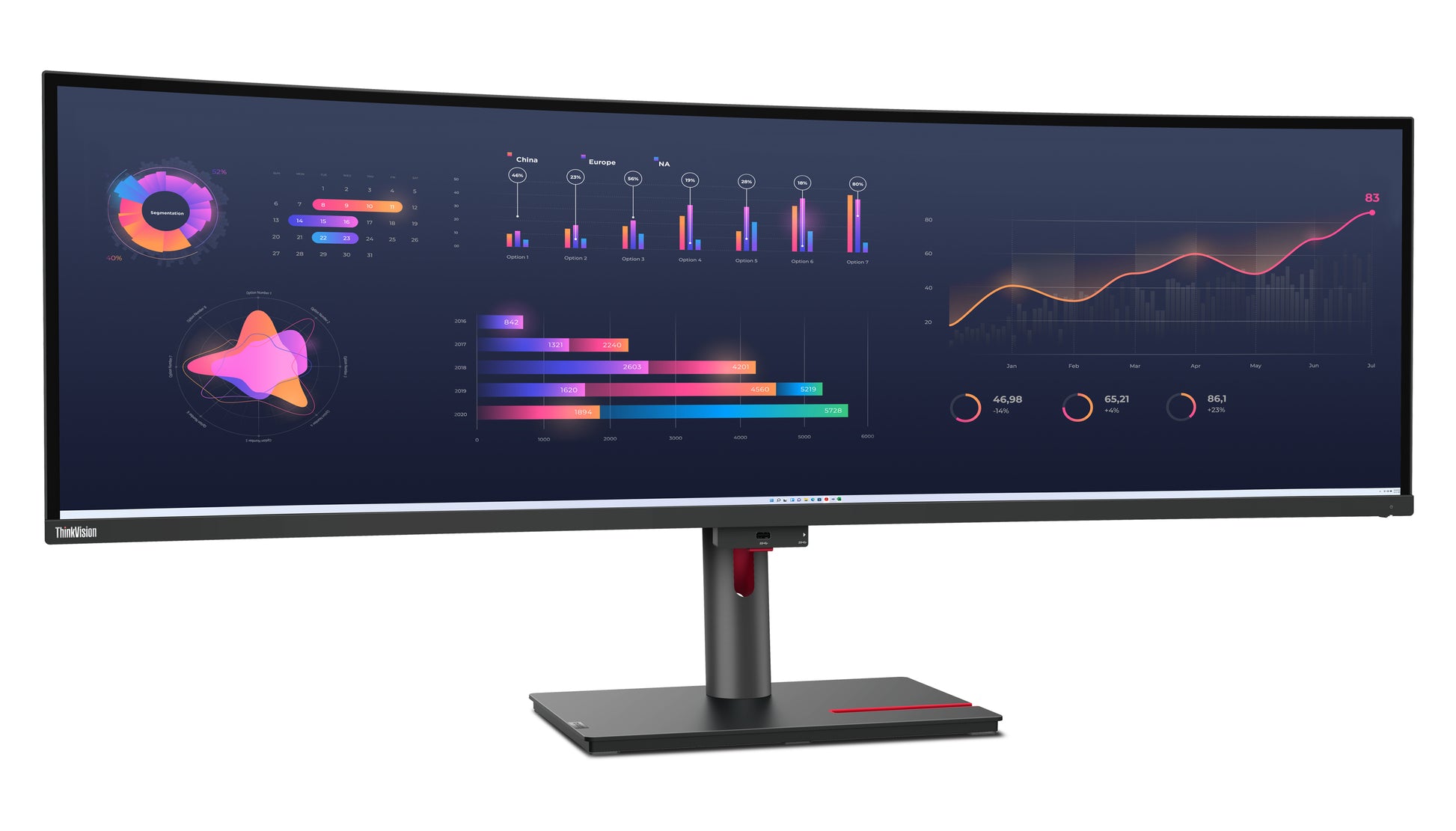 Lenovo ThinkVision P49w-30 – Monitor, 49", IPS, 60 Hz, 350 cd/m², VESA 100 × 100, 100 × 200, Schwarz