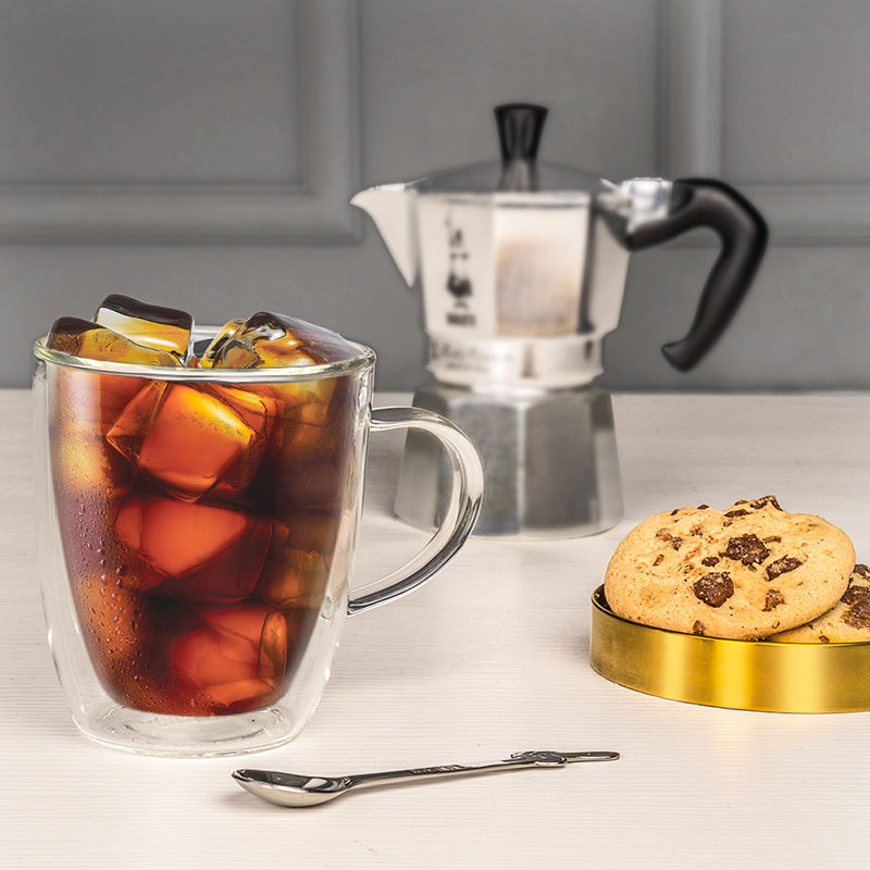 Bialetti Kaffeetasse – 2er Set, 350 ml, Borosilikatglas, Transparent, doppelwandig, spülmaschinenfest