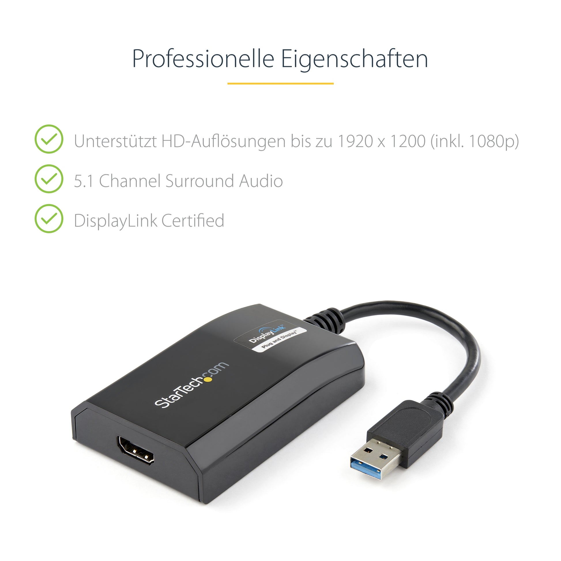 StarTech.com USB-A zu HDMI Adapter – 1920 × 1200, USB 3.2 Gen 1, 0,9 m, für Windows/Mac/Linux