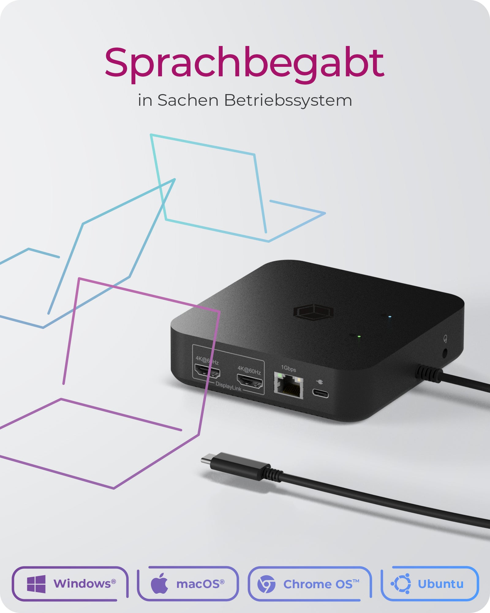 ICY BOX IB-DK4090-C Dockingstation – USB-C, 3× HDMI, 4× USB-A, 2× USB-C, 85 W PD, GbE, 3,5 mm Audio