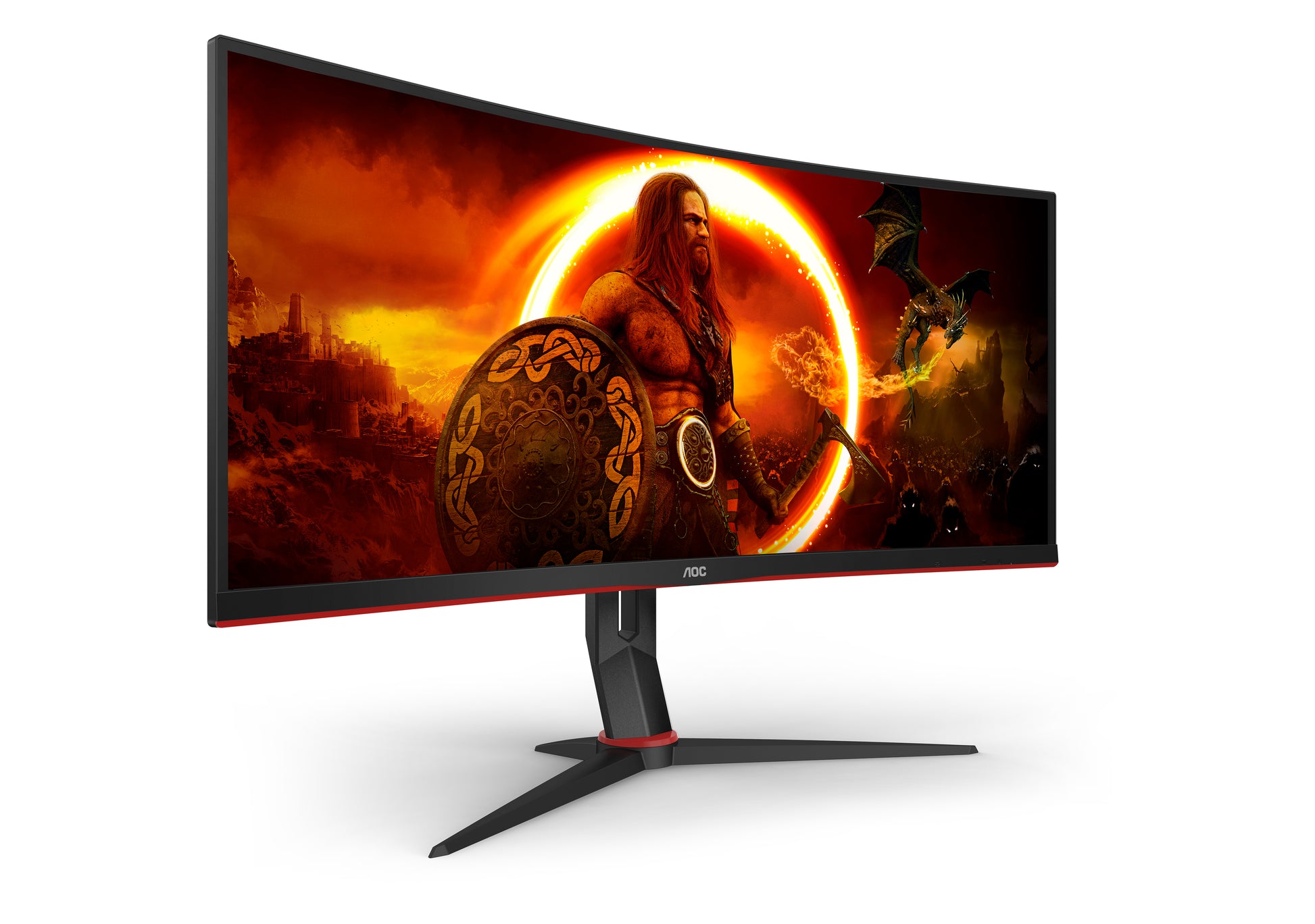 AOC CU34G2XP/BK – Monitor, 34" 3440 × 1440 (UWQHD), VA, 180 Hz, Gebogen, Adaptive Sync, VESA 100 × 100, Rot