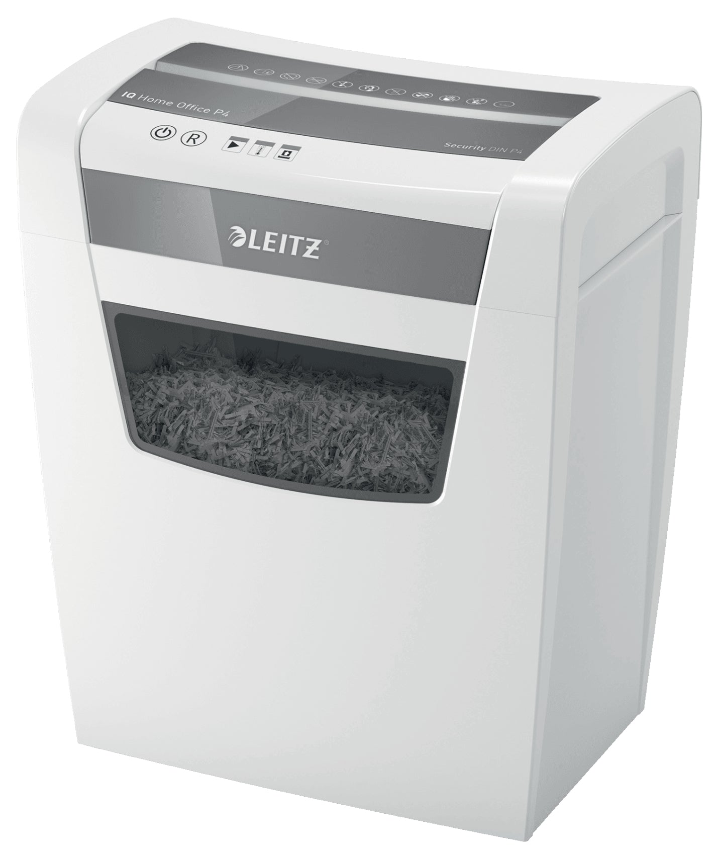 Leitz IQ Home Office – Aktenvernichter, DIN P-4, Partikelschnitt 4 × 28 mm, 10 Blatt, 23 l, A4