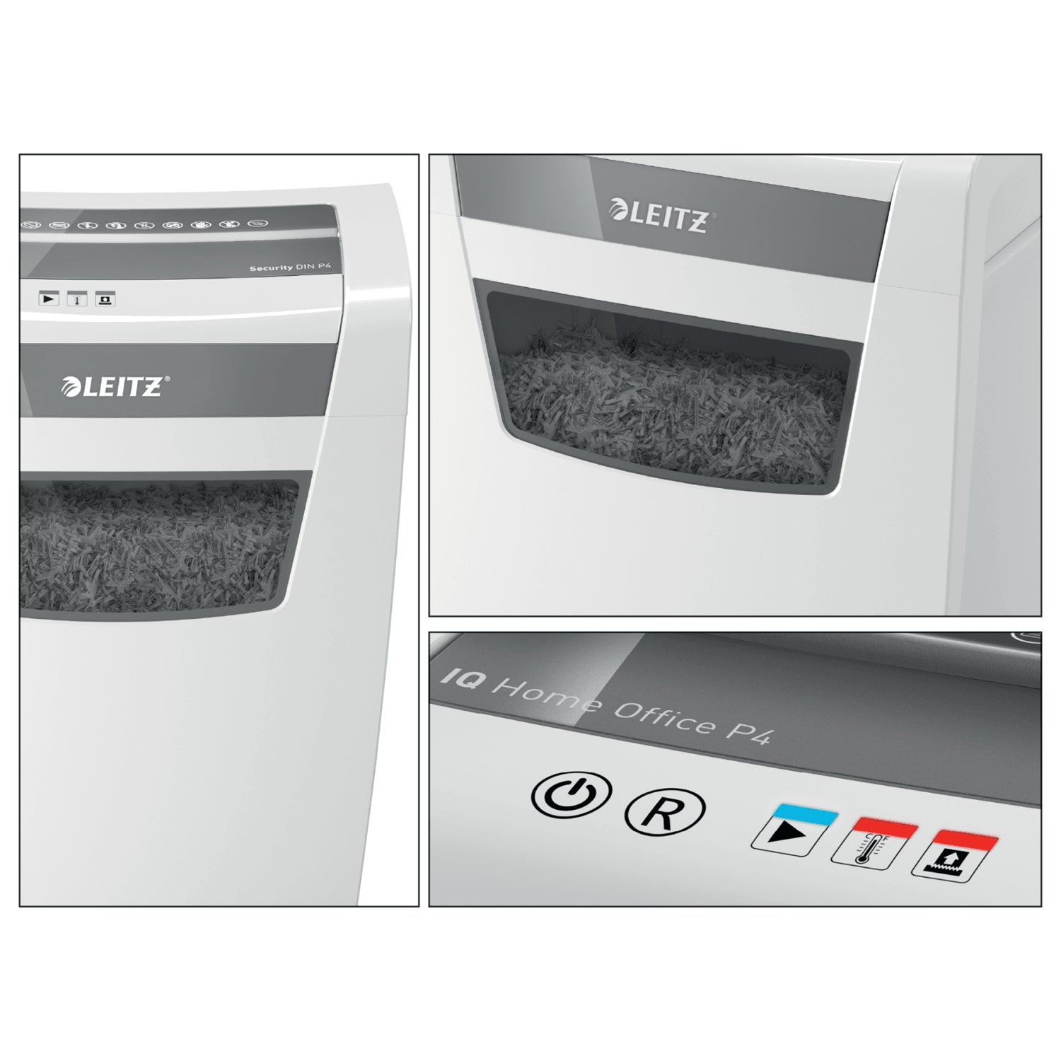 Leitz IQ Home Office – Aktenvernichter, DIN P-4, Partikelschnitt 4 × 28 mm, 10 Blatt, 23 l, A4