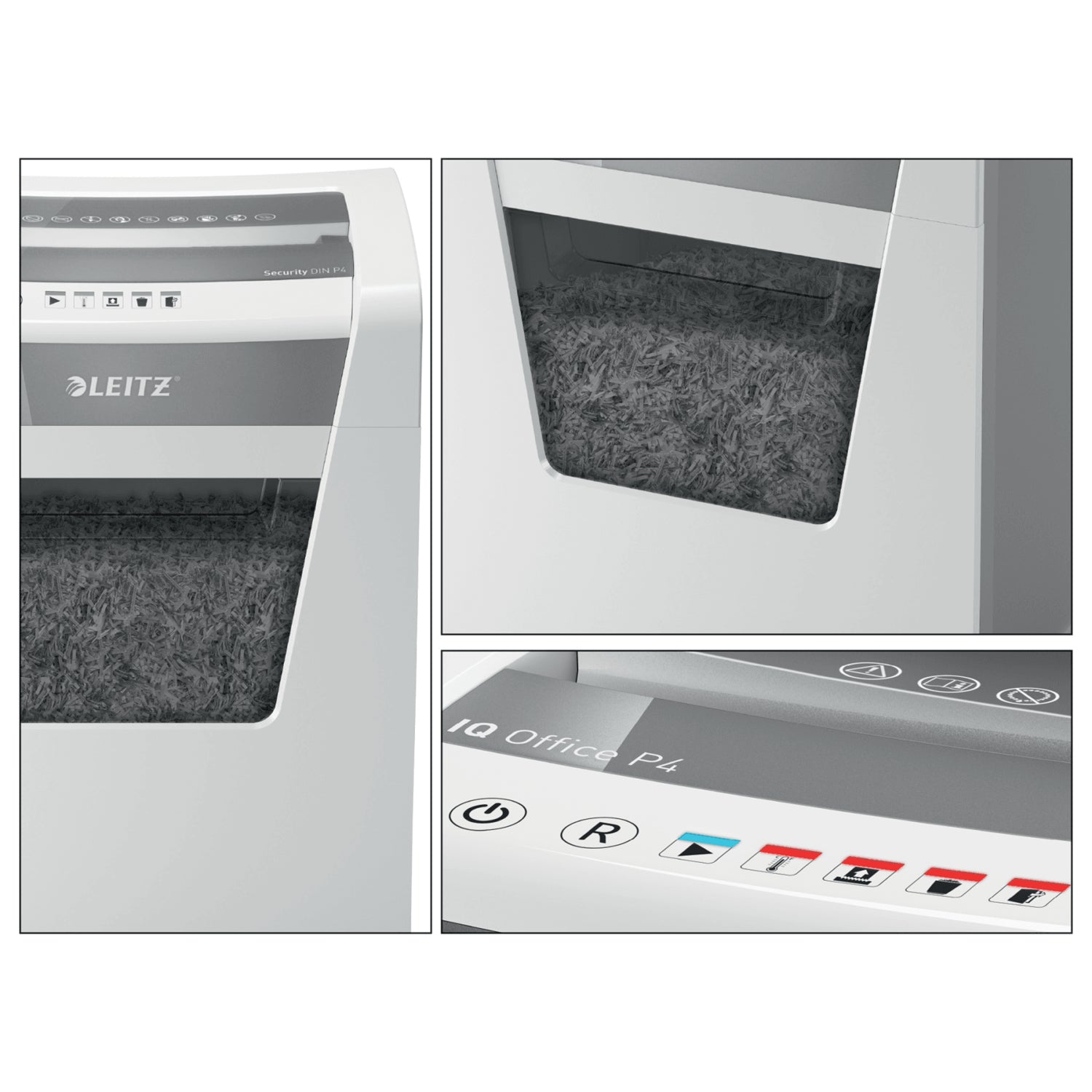 Leitz IQ Office – Aktenvernichter, DIN P-4, Partikelschnitt 4 × 40 mm, 15 Blatt, 23 l, A4