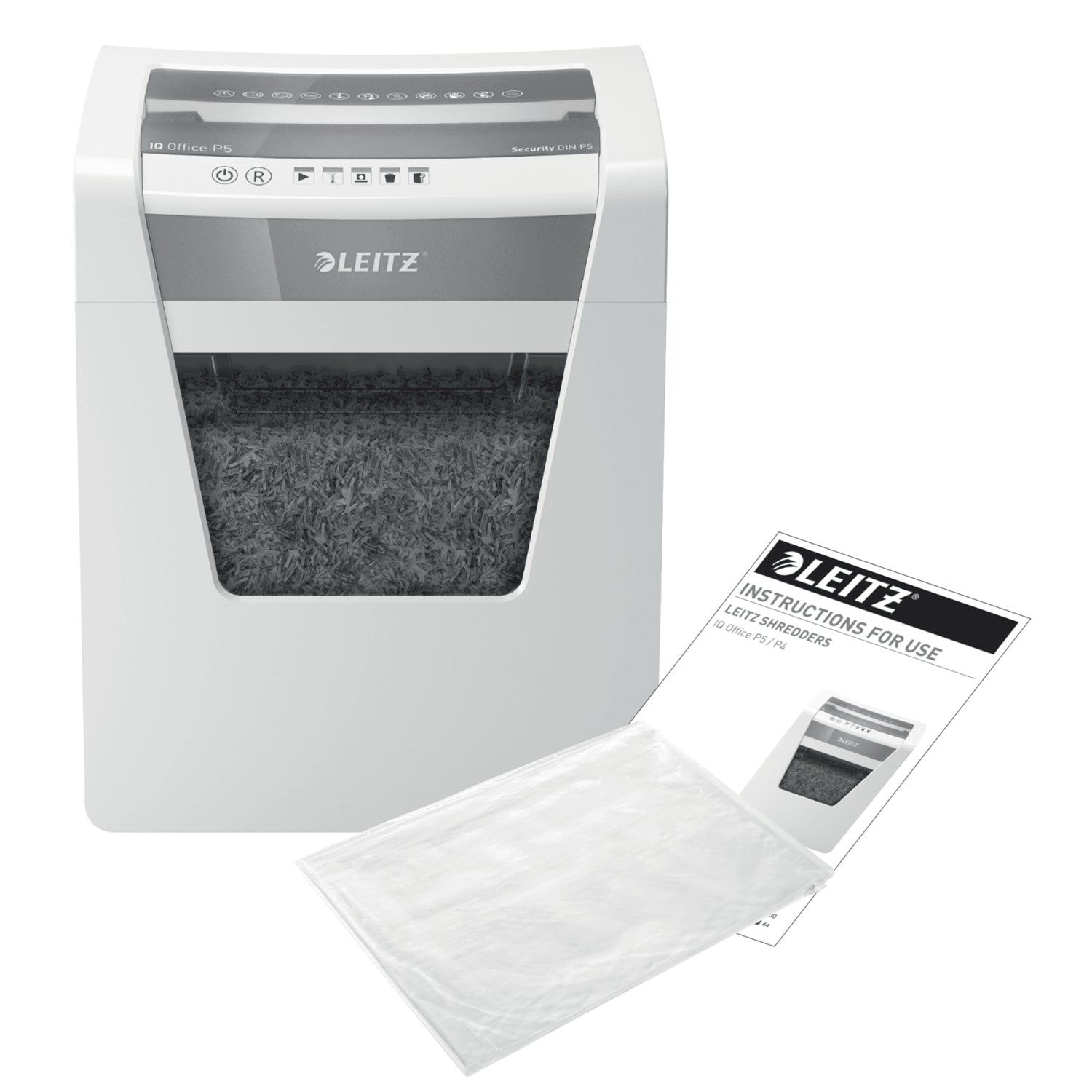 Leitz IQ Office – Aktenvernichter, DIN P-5, Mikroschnitt 2 × 15 mm, 10 Blatt, 23 l, A4