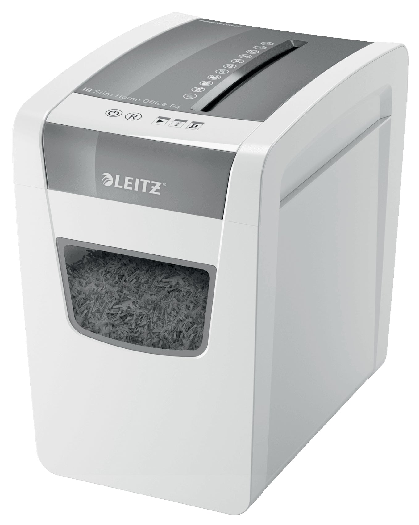 Leitz IQ Slim Home Office – Aktenvernichter, DIN P-4, Partikelschnitt 4 × 28 mm, 10 Blatt, 21 l, A4
