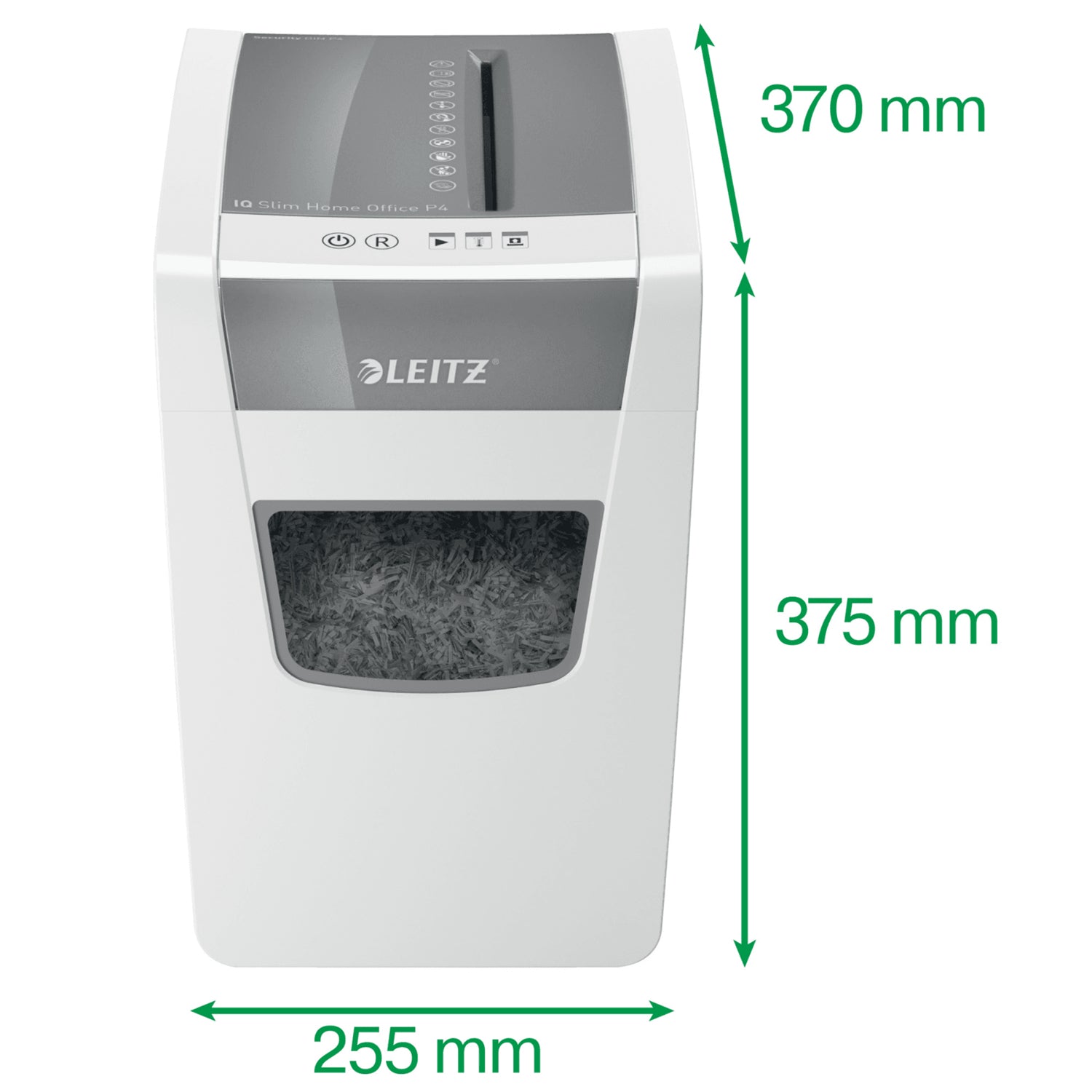 Leitz IQ Slim Home Office – Aktenvernichter, DIN P-4, Partikelschnitt 4 × 28 mm, 10 Blatt, 21 l, A4
