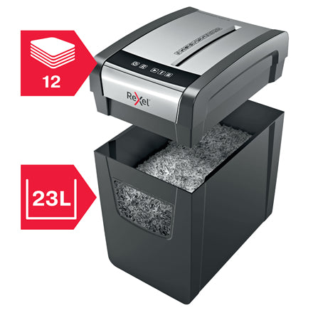 Rexel Momentum X312 Slimline – Aktenvernichter, DIN P-3, Partikelschnitt 5 × 42 mm, 12 Blatt, 23 l, A4
