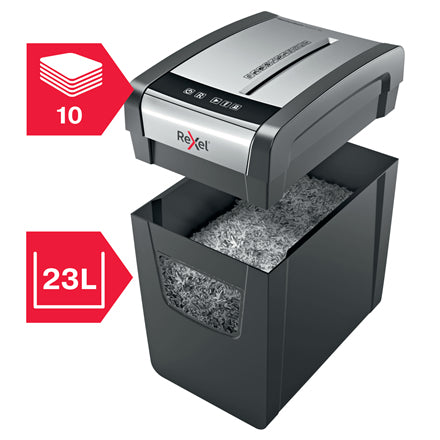 Rexel Momentum X410-SL – Aktenvernichter, DIN P-4, Partikelschnitt 4 × 28 mm, 10 Blatt, 23 l, A4