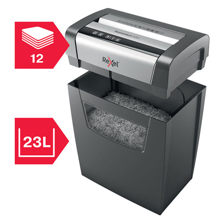 Rexel Momentum X312 – Aktenvernichter, DIN P-3, Partikelschnitt 5 × 42 mm, 12 Blatt, 23 l, A4