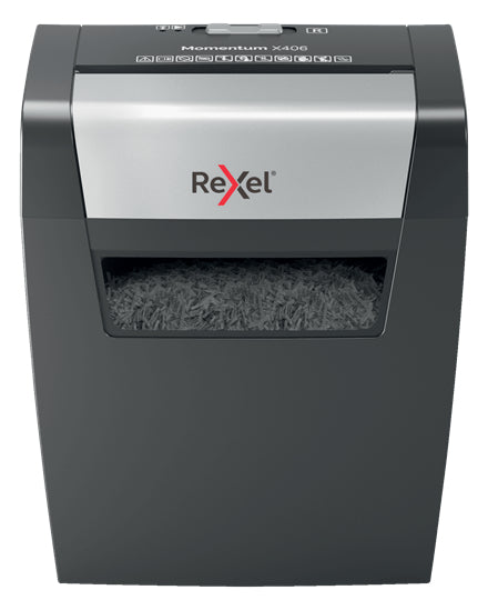 Rexel Momentum X406 – Aktenvernichter, DIN P-4, Partikelschnitt 4 × 28 mm, 6 Blatt, 15 l, A4