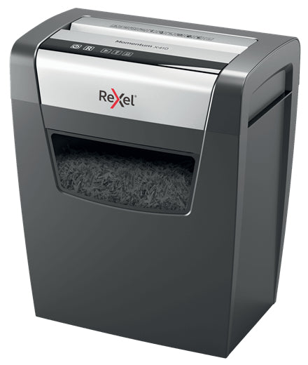 Rexel Momentum X410 – Aktenvernichter, DIN P-4, Partikelschnitt 4 × 28 mm, 10 Blatt, 23 l, A4