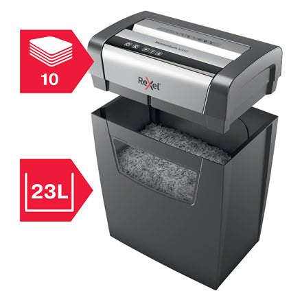 Rexel Momentum X410 – Aktenvernichter, DIN P-4, Partikelschnitt 4 × 28 mm, 10 Blatt, 23 l, A4