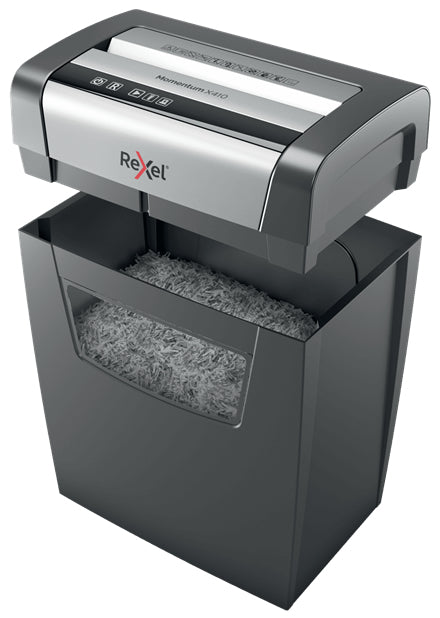 Rexel Momentum X410 – Aktenvernichter, DIN P-4, Partikelschnitt 4 × 28 mm, 10 Blatt, 23 l, A4