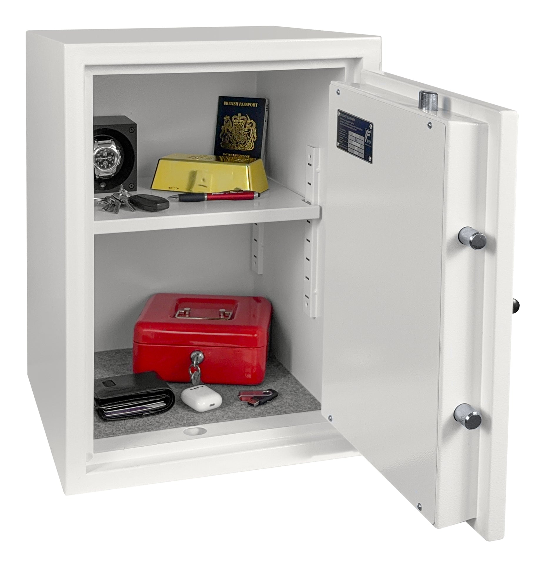 Phoenix Safe Co. Phoenix Tresor Fortress SS1453E – Elektronikschloss – 46 l – Bodenmontage – Weiss