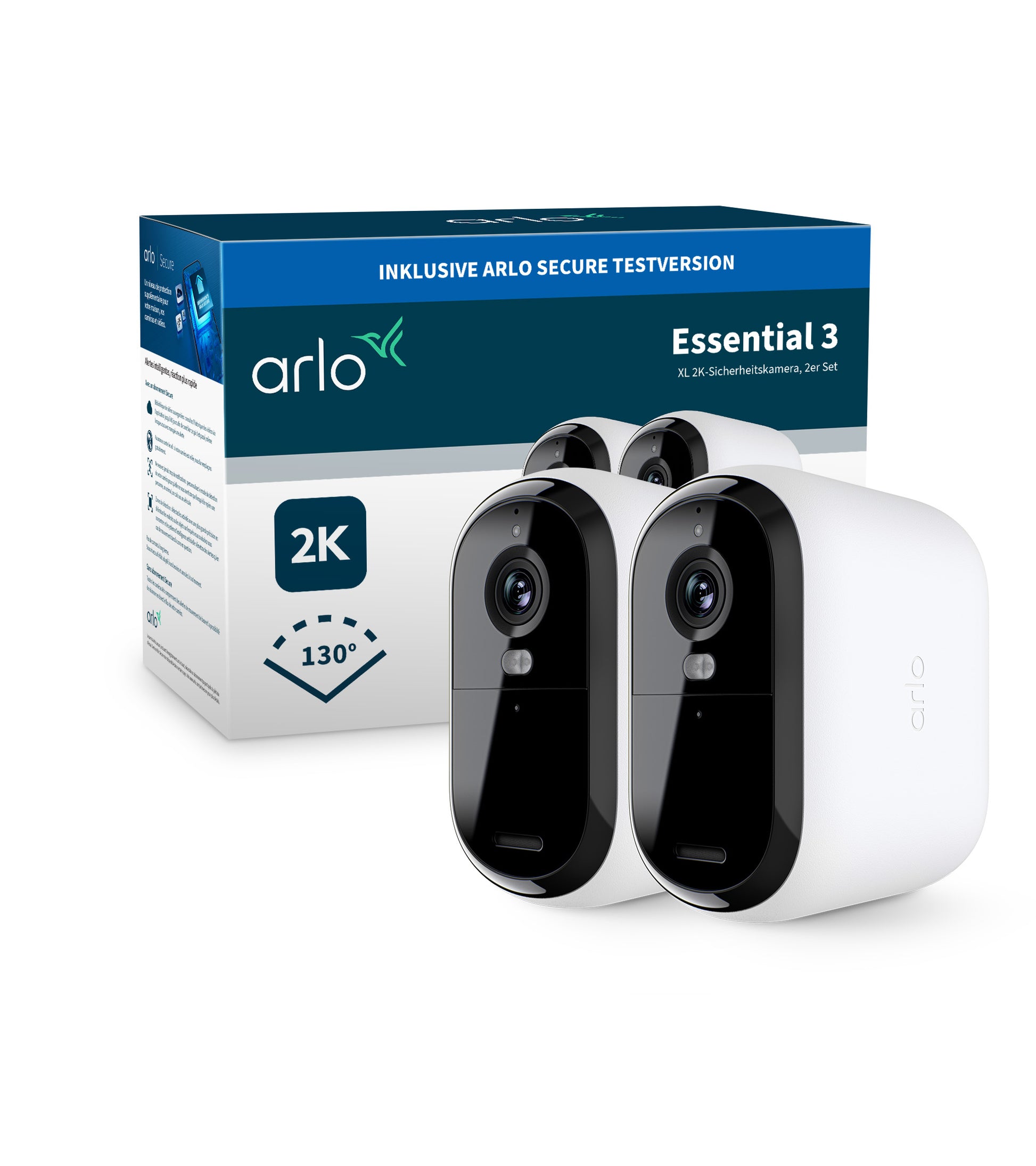 Arlo VMC3282 Netzwerkkamera – 4 MP, WQHD, IP65, für Amazon Alexa, Weiss