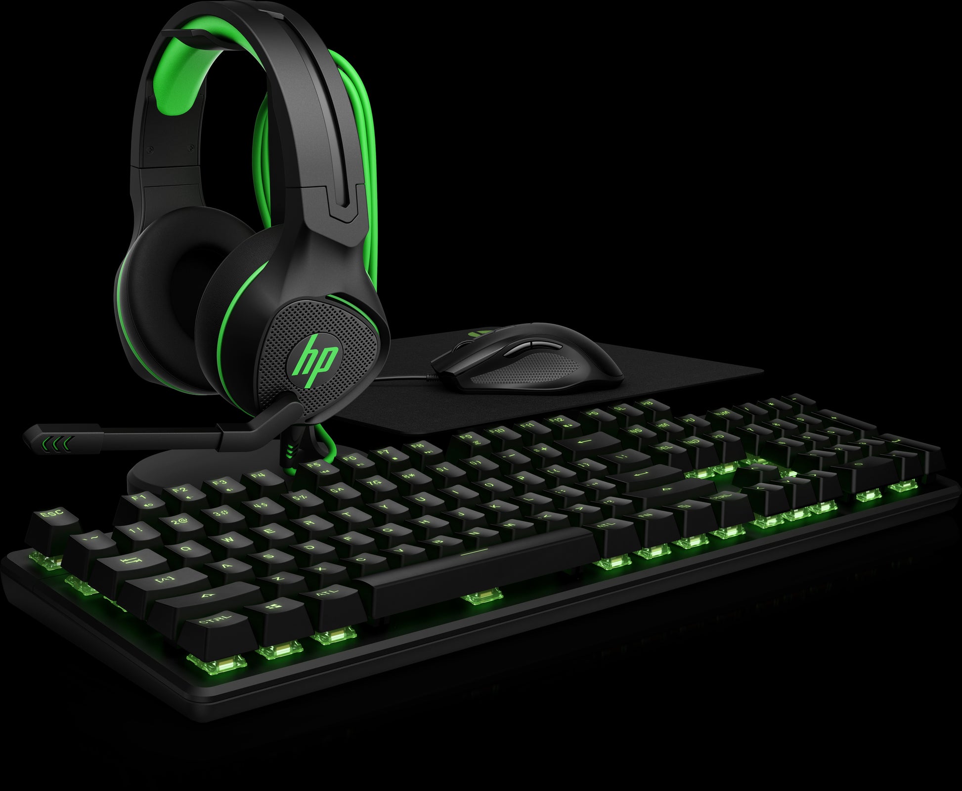 HP Pavilion Gaming 300 – Gaming-Mauspad – 400 × 350 mm, Stoff, Schwarz/Grün