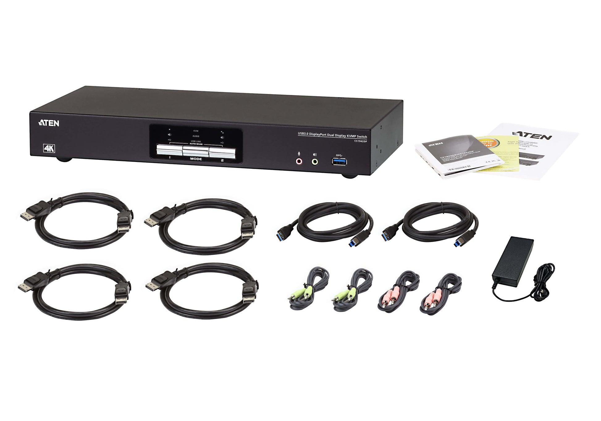 ATEN CS1942DP – KVM-Switch, DisplayPort/USB 3.2 Gen 1, 4K (4096 × 2160), 60 Hz, HDCP