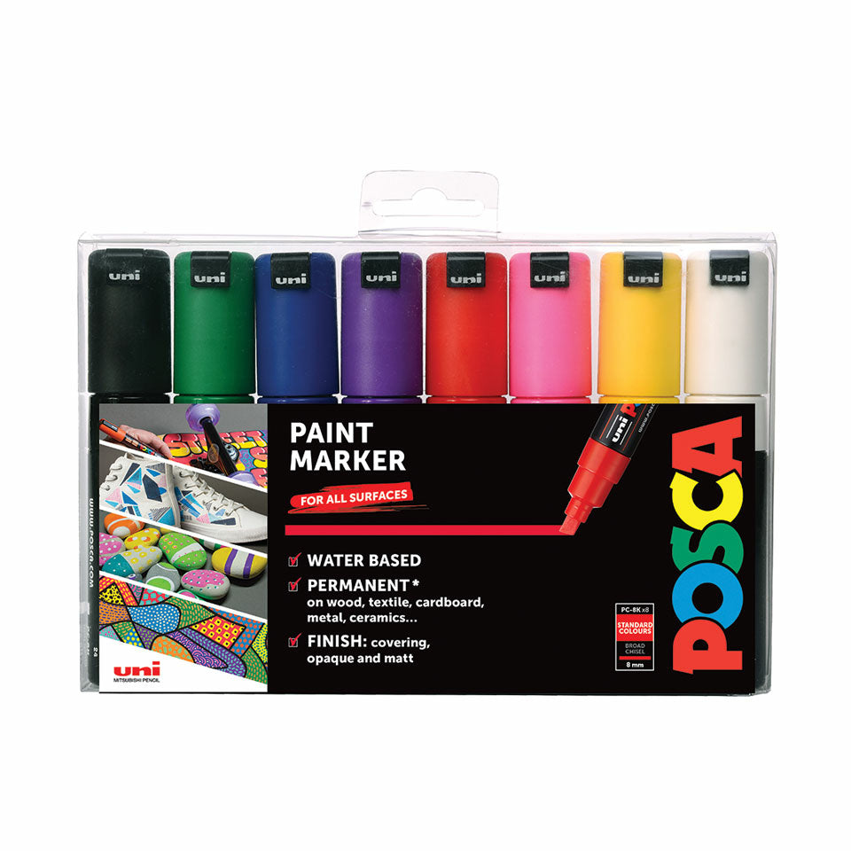 Uni-Ball POSCA Permanent Marker – farbig sortiert, 8er Set