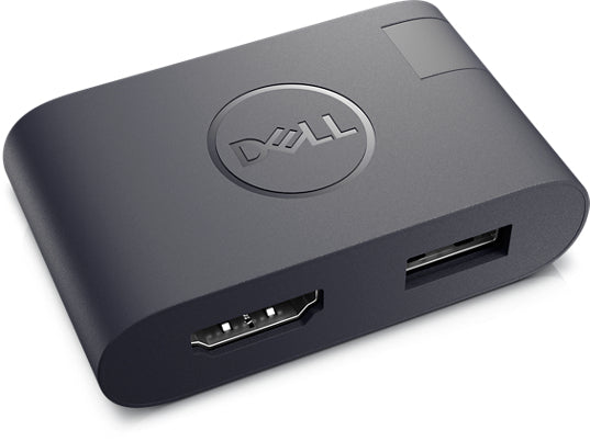 DELL DA20 Adapter USB-C zu HDMI + USB – 4K (3840 × 2160) @ 60 Hz, HDMI 2.0, Plug & Play, Schwarz