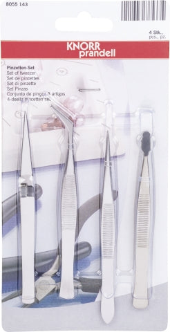Knorr Prandell – Pinzettenset, metallisch, 12 cm, Set à 4