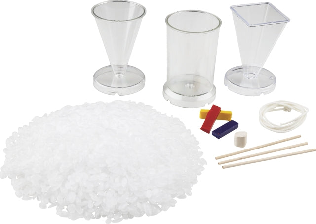 Knorr Prandell – Kerzengiessform-Set – 3 grosse Formen, 500 g Wachs, 3 Färbestäbchen, 1 m Docht