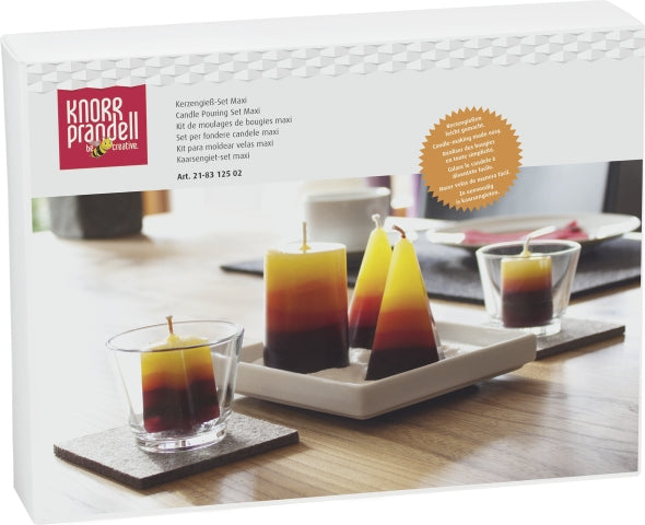Knorr Prandell – Kerzengiessform-Set – 600 g Wachs, 5 Formen (3 gross, 2 klein) – Transparent, Weiss