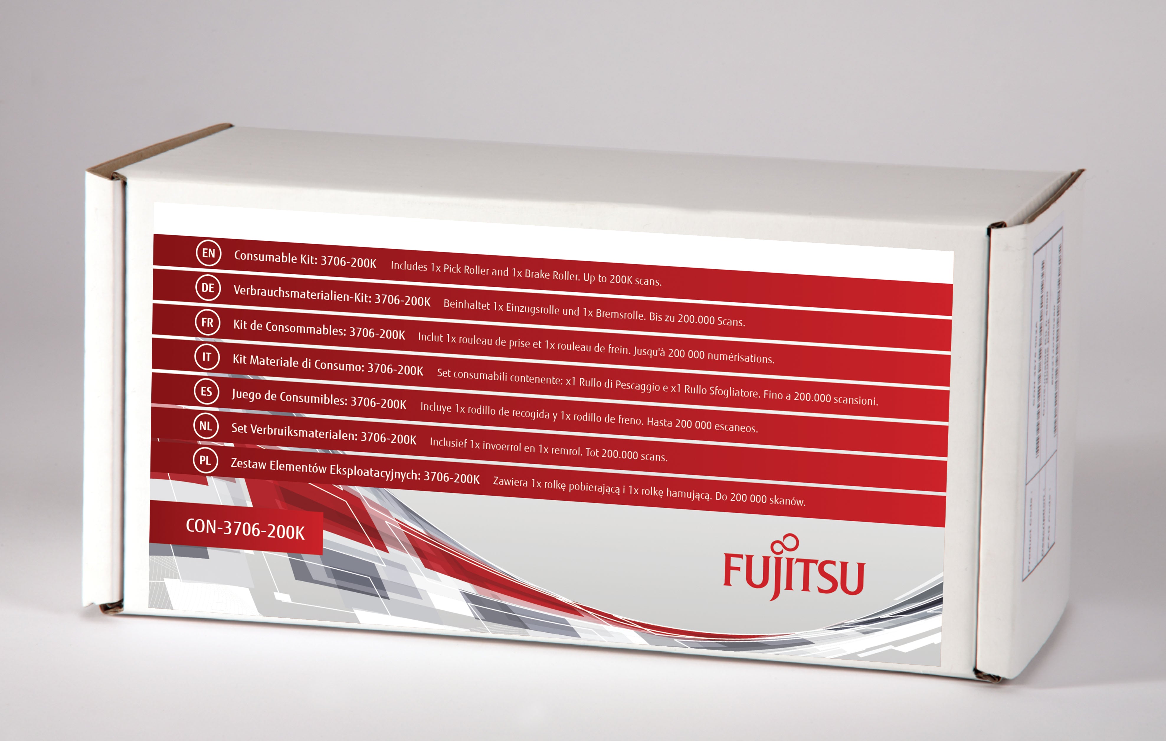 Fujitsu Verschleissteile-Kit, 1 Bremsrolle, 1 Einzugswalze, 200'000 Seiten – für N7100/fi-7030, 3706-200K