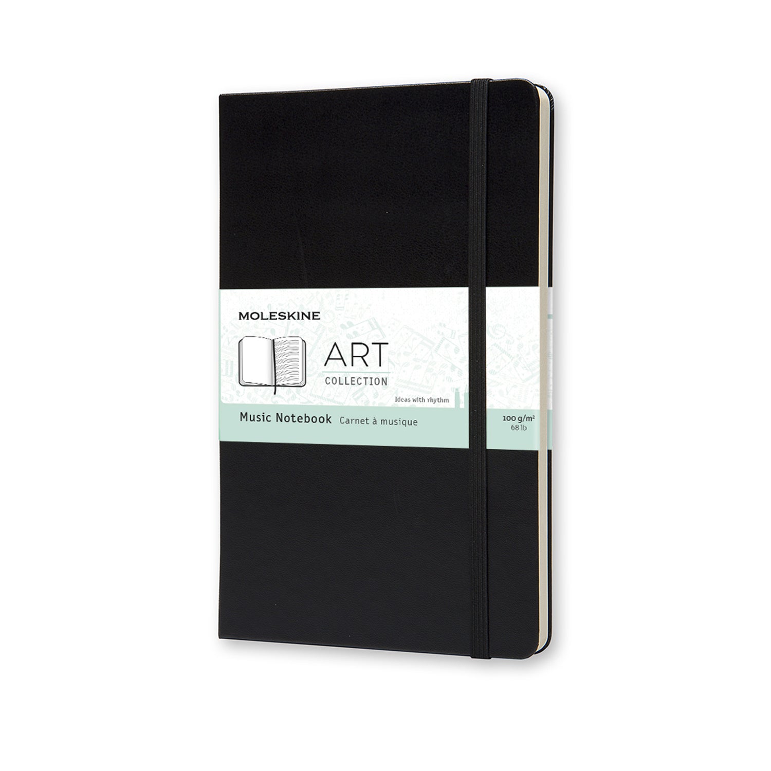Moleskine Notizbuch, 130 × 210 mm, Notenlinien, Leimbindung, Hardcover, 192 Seiten, 100 g/m² – Schwarz