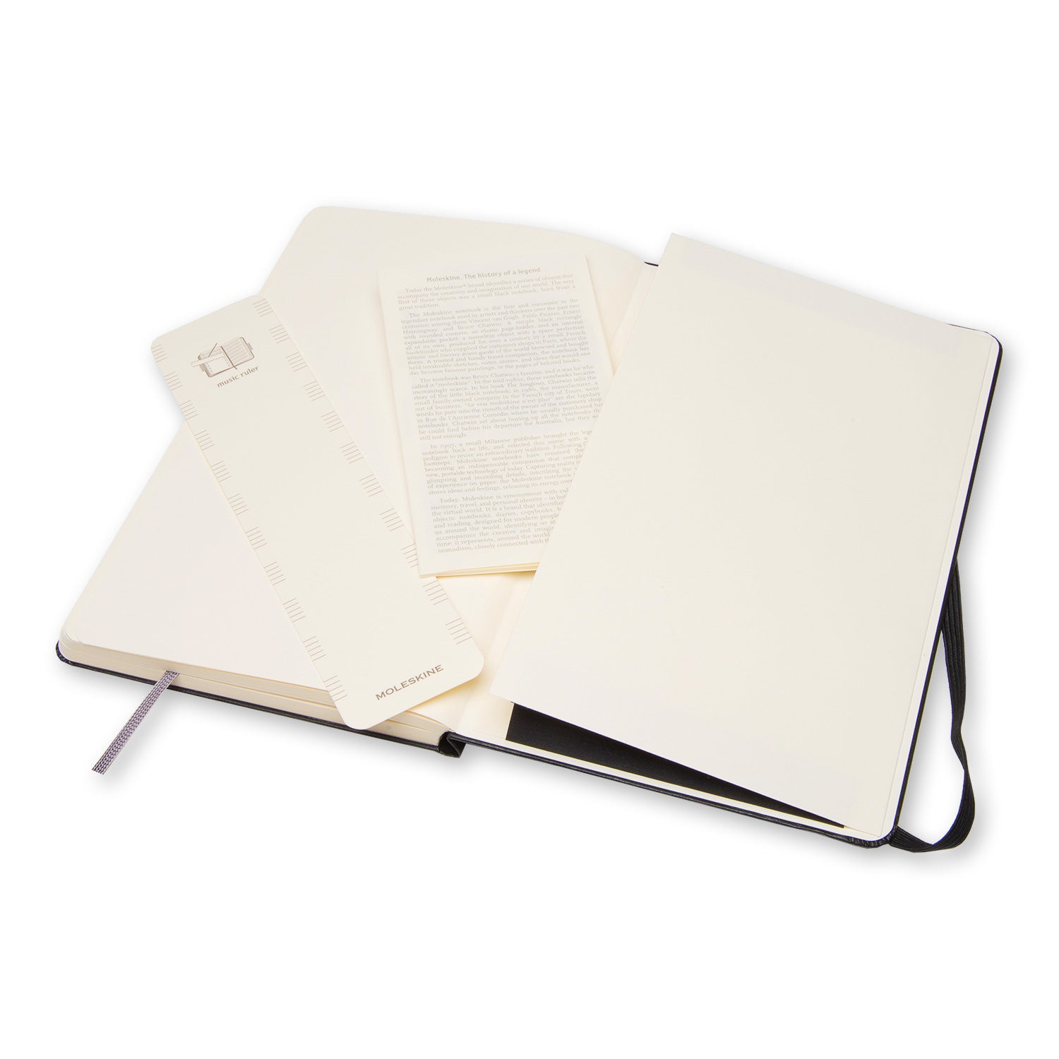 Moleskine Notizbuch, 130 × 210 mm, Notenlinien, Leimbindung, Hardcover, 192 Seiten, 100 g/m² – Schwarz