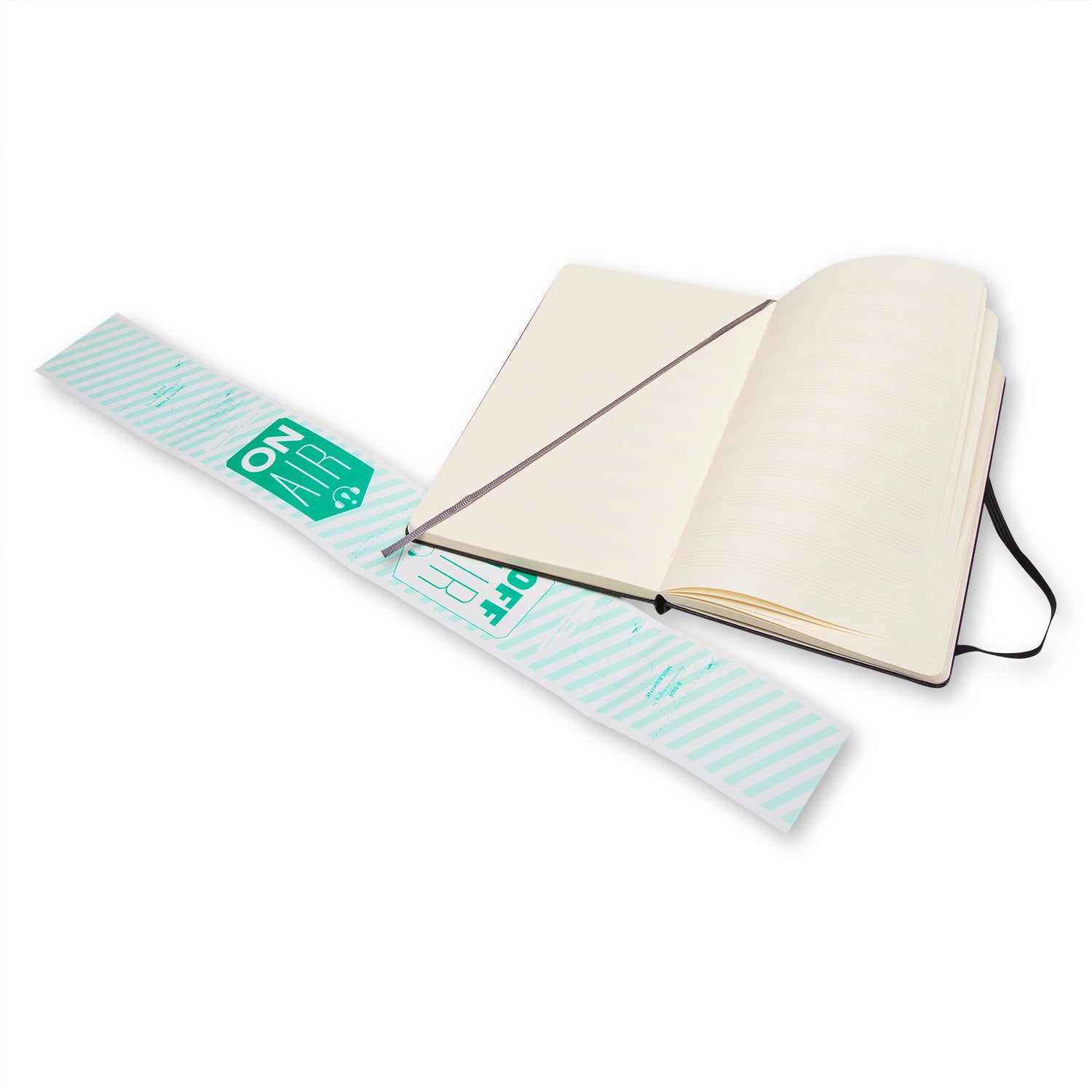 Moleskine Notizbuch, 130 × 210 mm, Notenlinien, Leimbindung, Hardcover, 192 Seiten, 100 g/m² – Schwarz