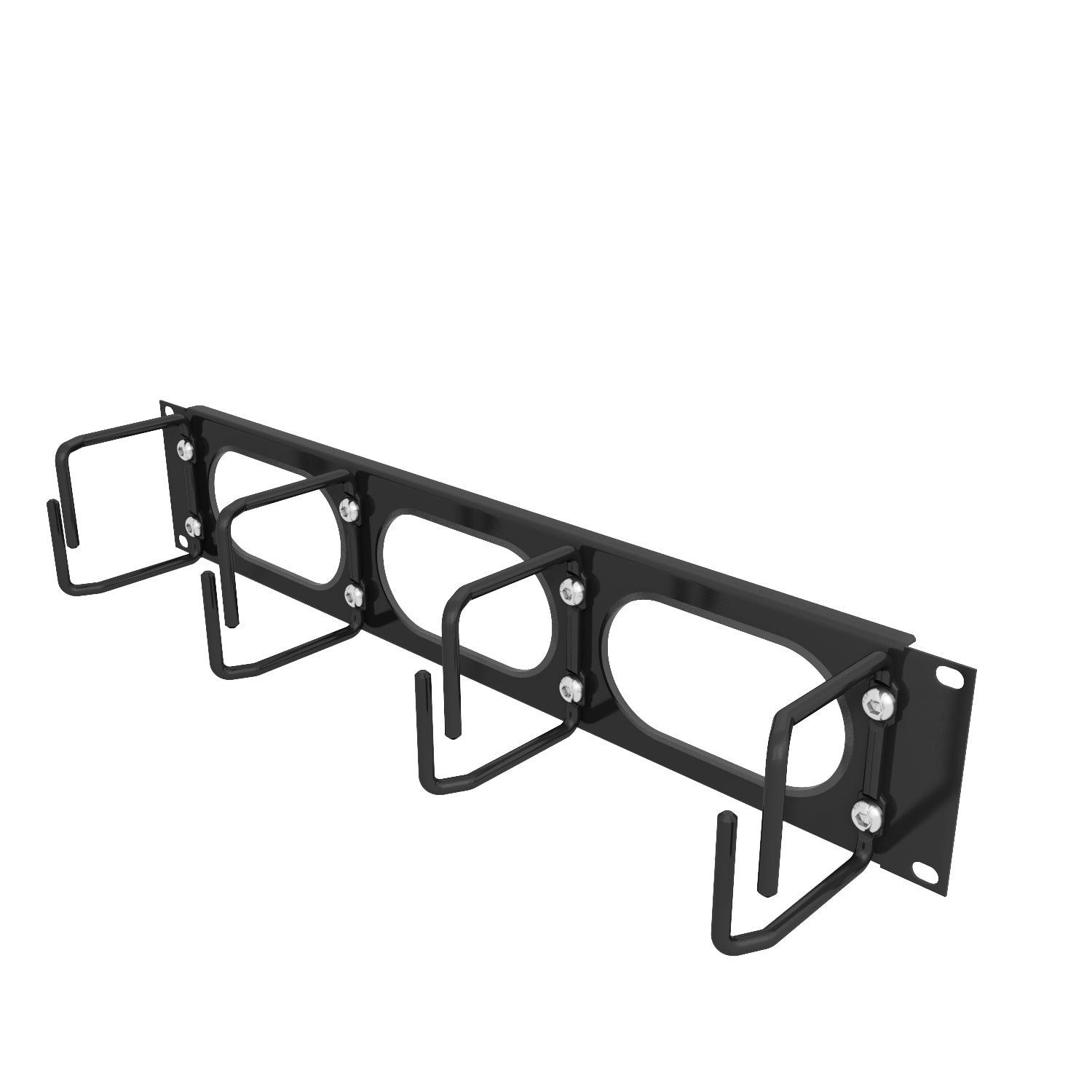 Vertiv 19" 2U Rangierpanel, horizontale Kabelführung, mit D-Metallringen – schwarz