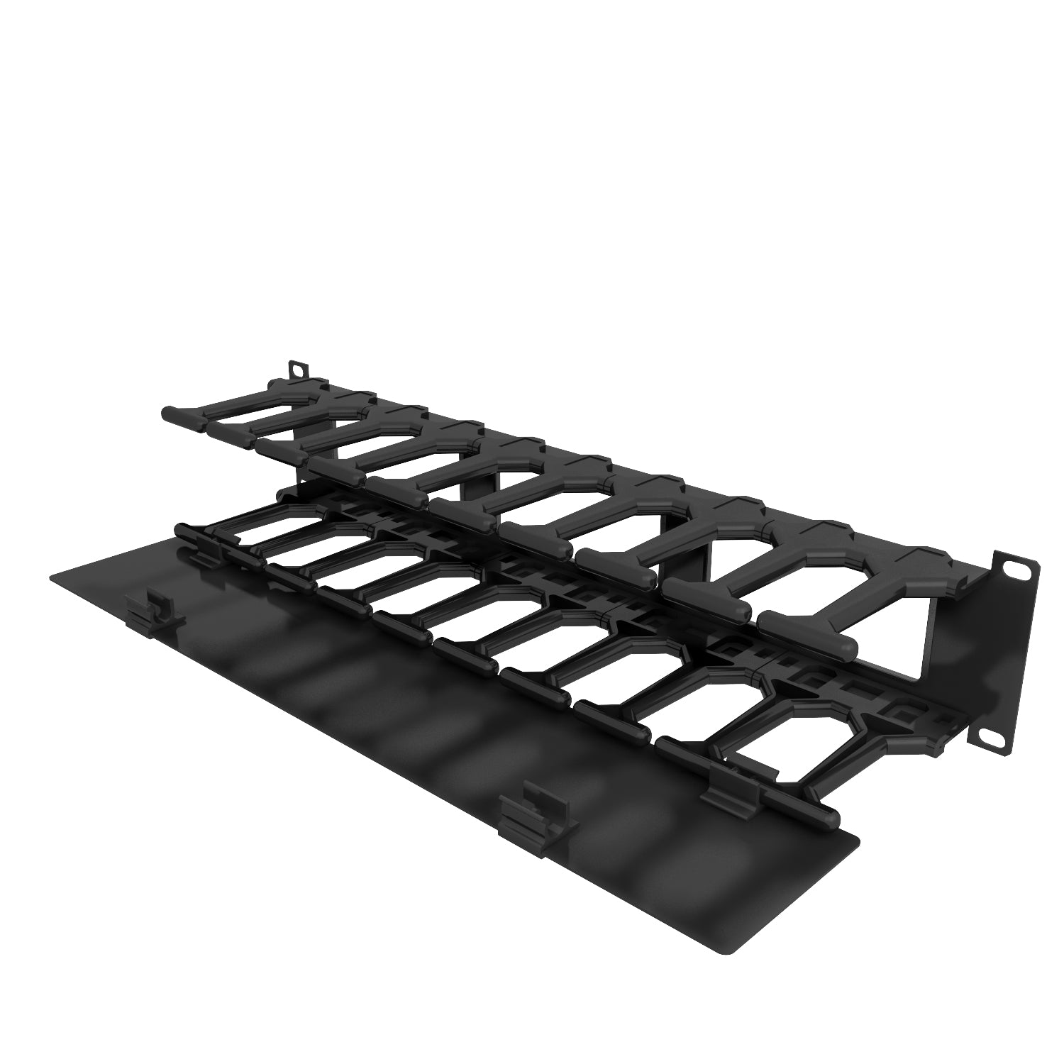 Vertiv Kabelmanagementtafel – 2U, 4" tief, einseitig, mit Abdeckung, Metall, Schwarz