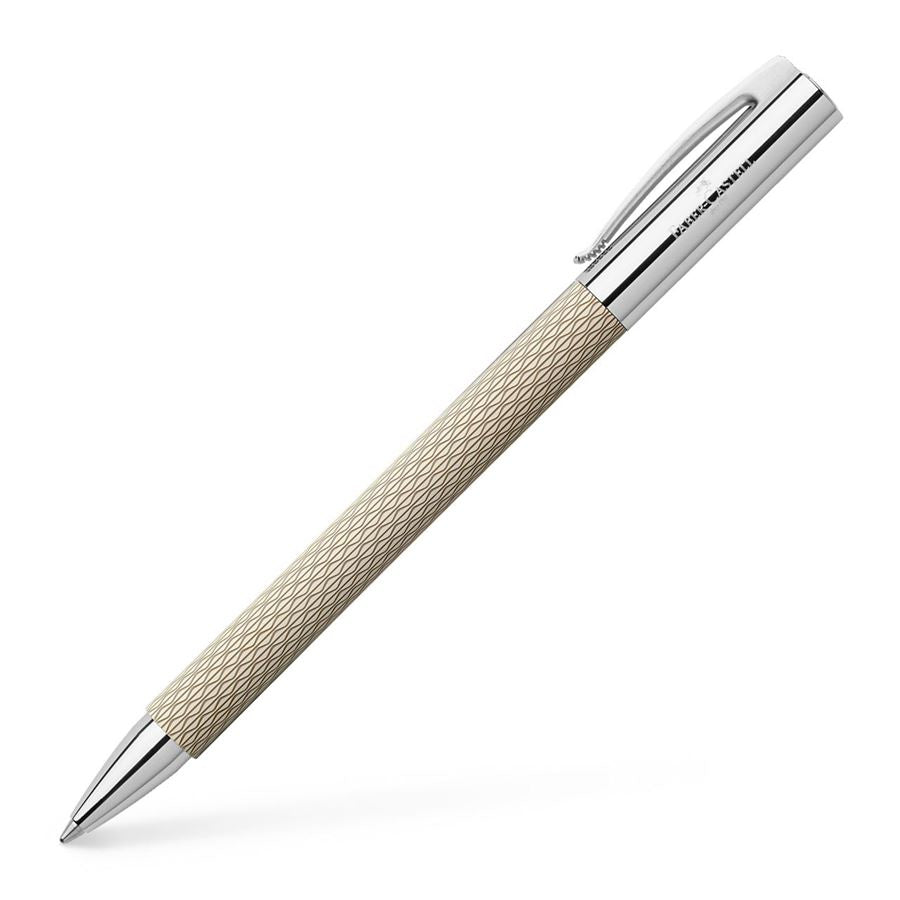 Faber-Castell Ambition OpArt White Sand Kugelschreiber – Schwarz, Druck, Harz, Chrom, Geschenkbox