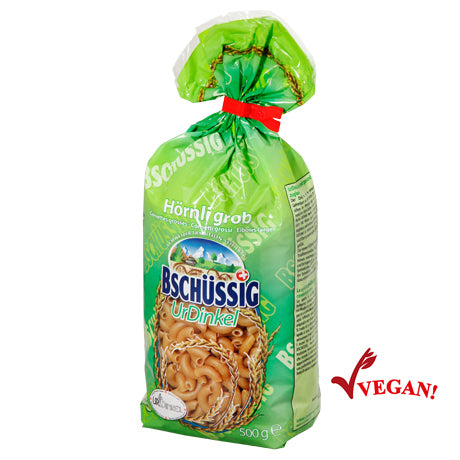 BSCHÜSSIG UrDinkel Grobe Hörnli – Vegan – 500 g