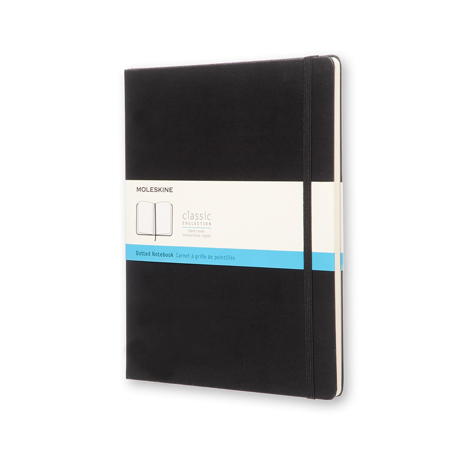 Moleskine Notizbuch, 190 × 250 mm, punktkariert, Leimbindung, Hardcover, 192 Seiten, 70 g/m² – schwarz