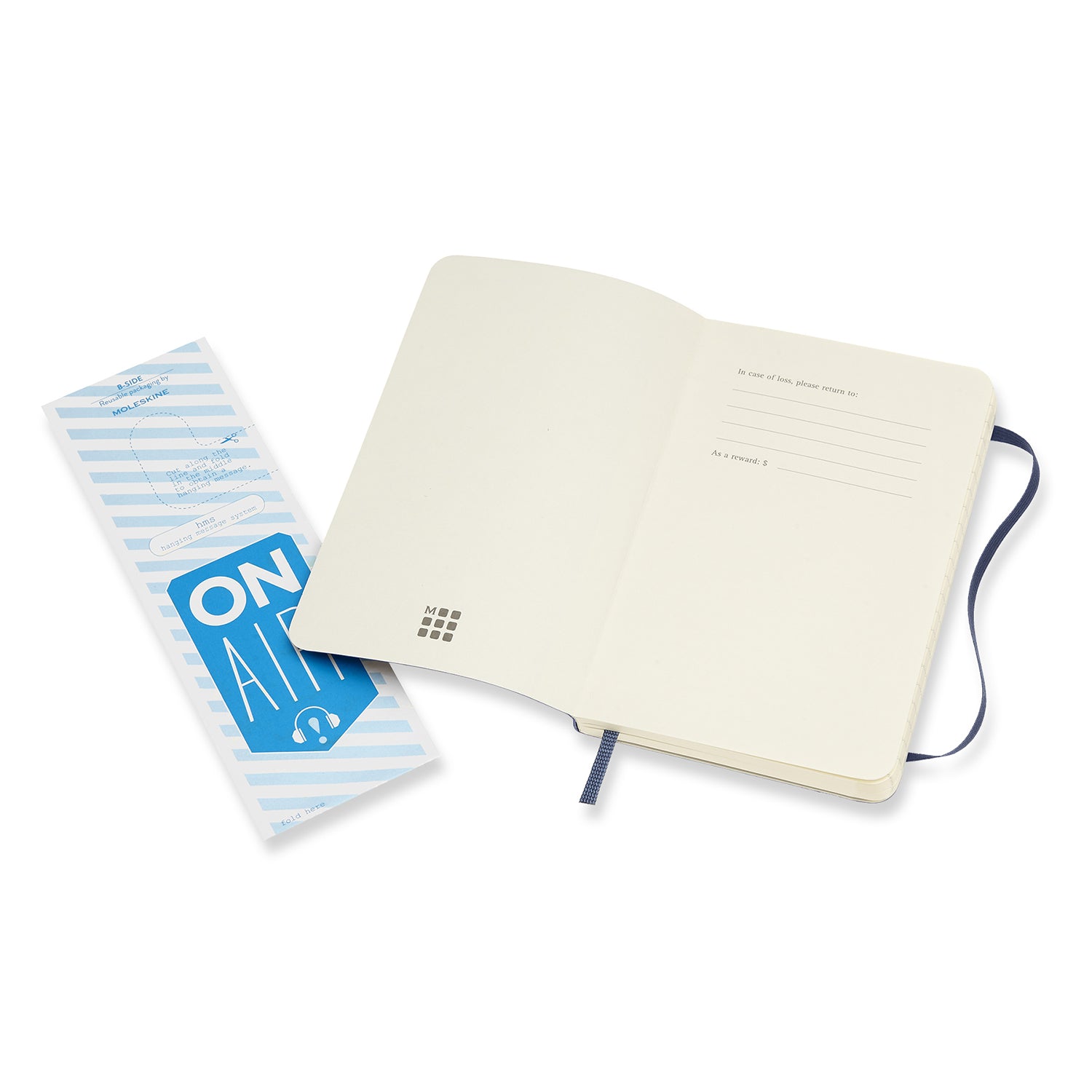 Moleskine Notizbuch – 90 × 140 mm – liniert – 70 g/m² – Softcover, Gummiband, Falttasche, Blau, FSC