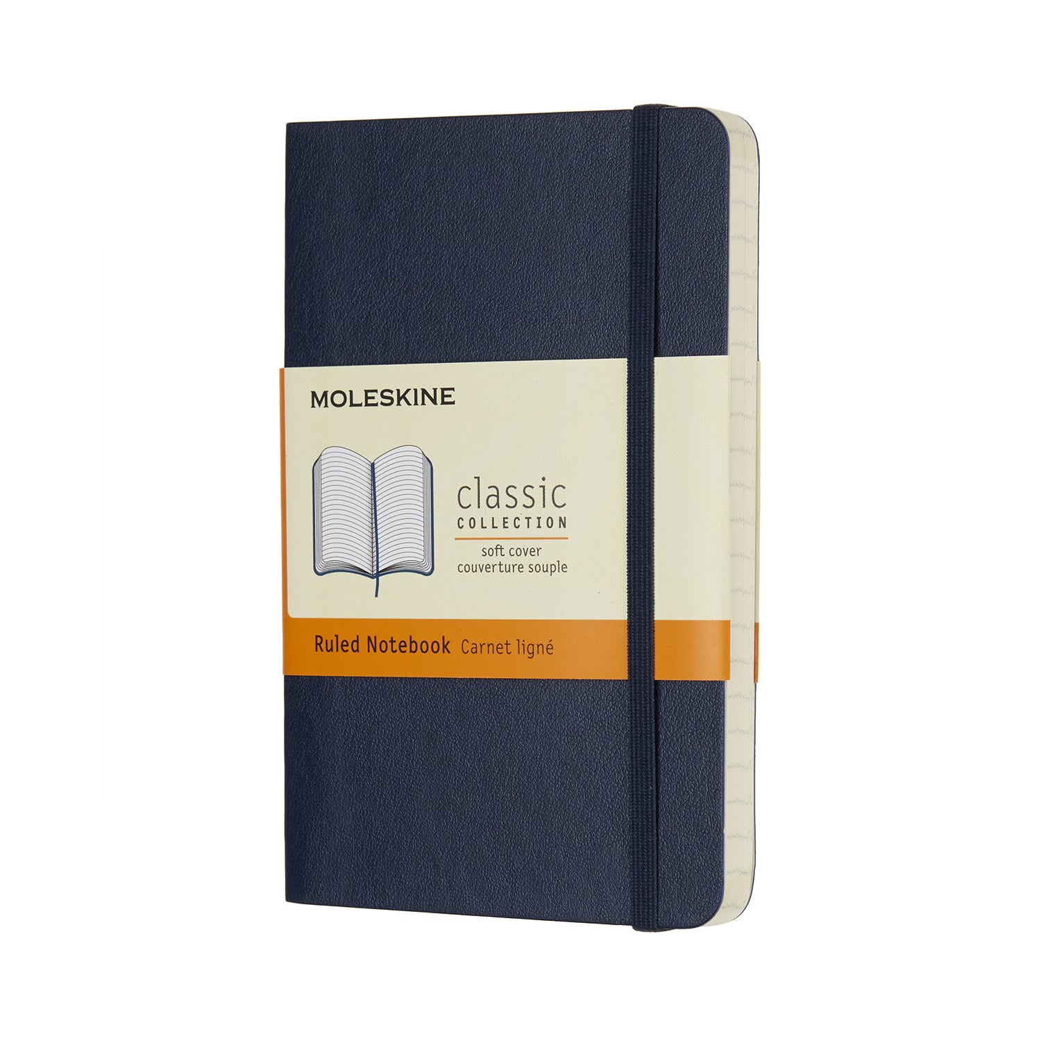 Moleskine Notizbuch – 90 × 140 mm – liniert – 70 g/m² – Softcover, Gummiband, Falttasche, Blau, FSC