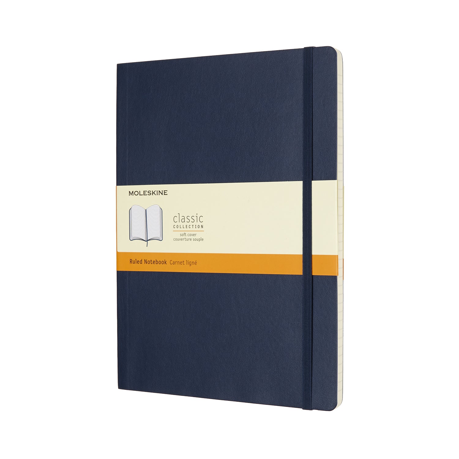 Moleskine Notizbuch, 190 × 250 mm, liniert, Fadenheftung, Softcover, 70 g/m² – blau