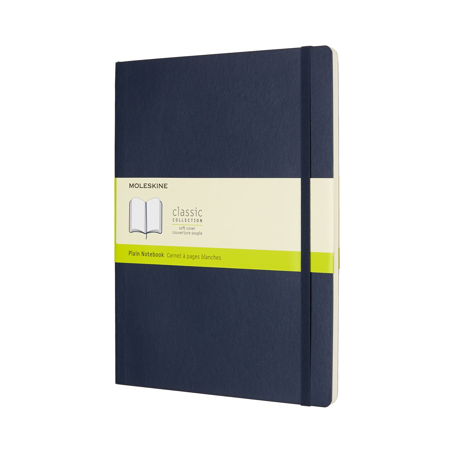 Moleskine Notizbuch – 190 × 250 mm – blanko – 70 g/m² – Softcover, Gummiband, Innentasche, blau, FSC