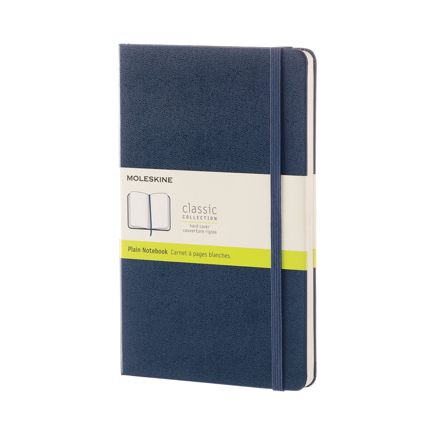 Moleskine Notizbuch – 130 × 210 mm – blanko – 70 g/m² – Hardcover, Gummiband, Tasche – blau – FSC