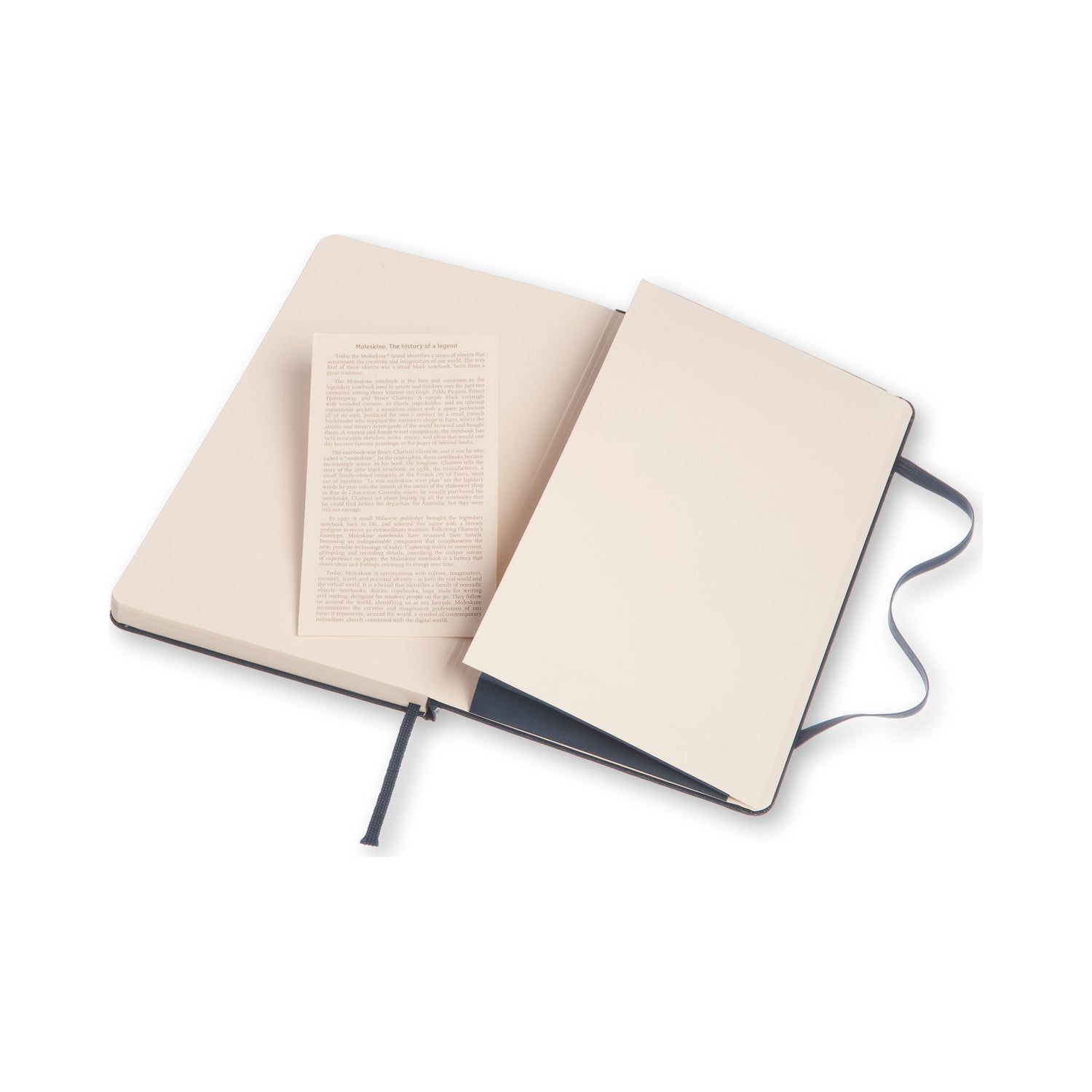 Moleskine Notizbuch – 130 × 210 mm – blanko – 70 g/m² – Hardcover, Gummiband, Tasche – blau – FSC