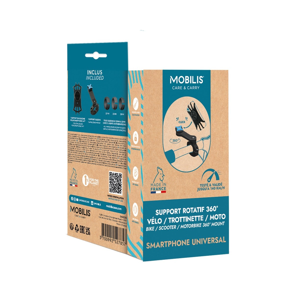 Mobilis U.FIX – Fahrrad-/Motorrad-Halterung – für Fahrrad, Kick Scooter, Roller, 360° drehbar, Schwarz