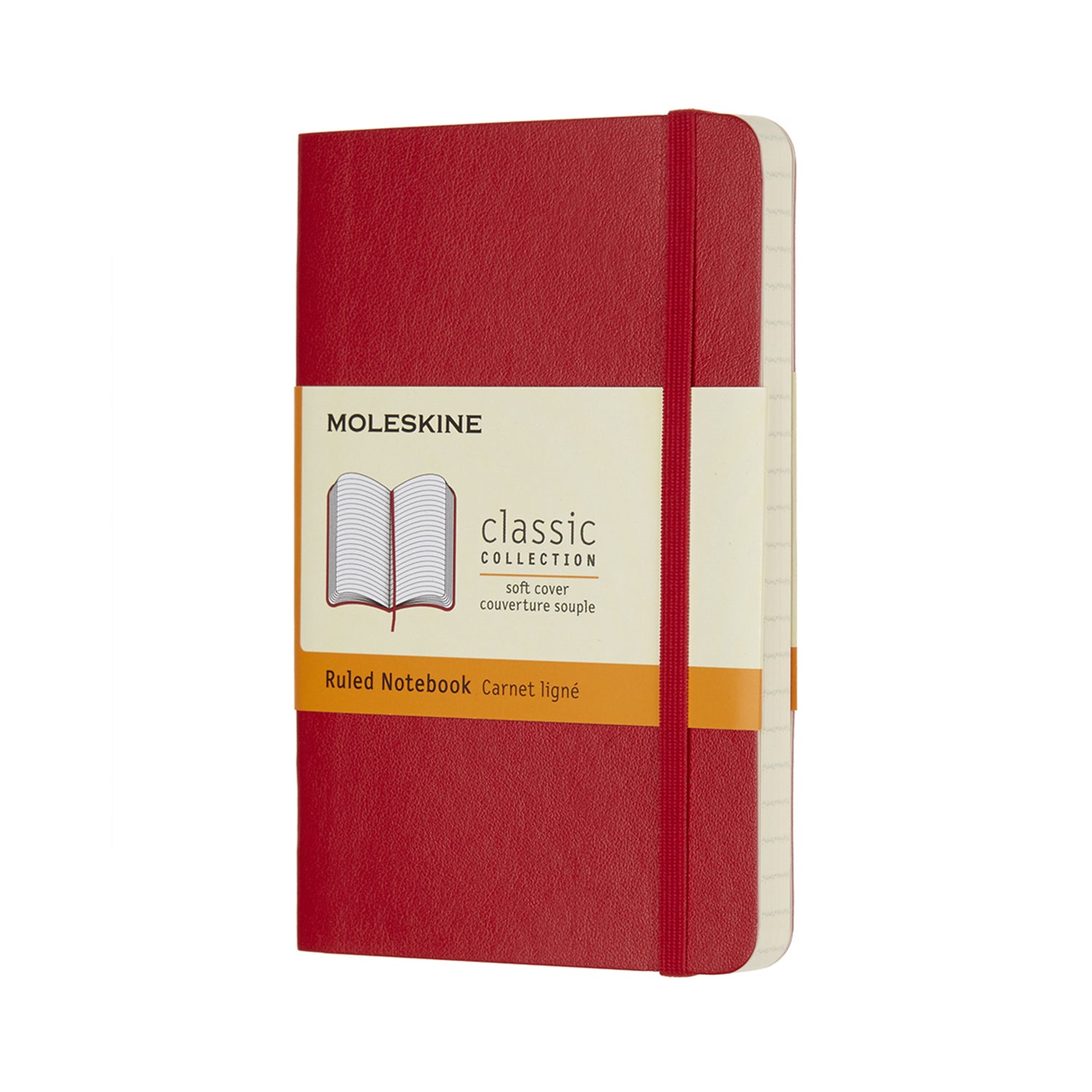 Moleskine Notizbuch – 90 × 140 mm – liniert – 70 g/m² – Softcover, Gummiband, Innentasche, Rot, FSC