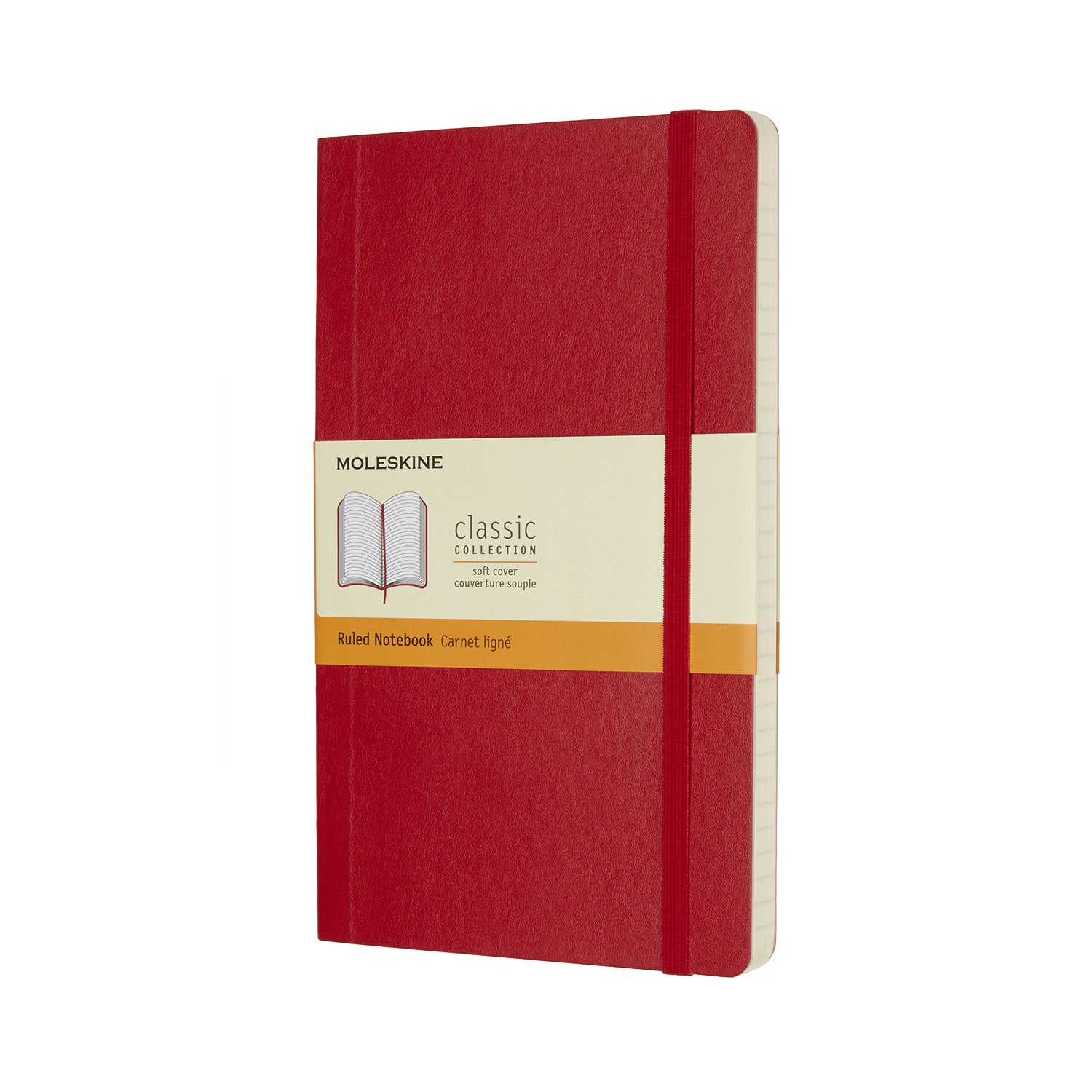 Moleskine Notizbuch – 130 × 210 mm – liniert – 70 g/m² – Softcover, Gummiband, Tasche – Rot, FSC