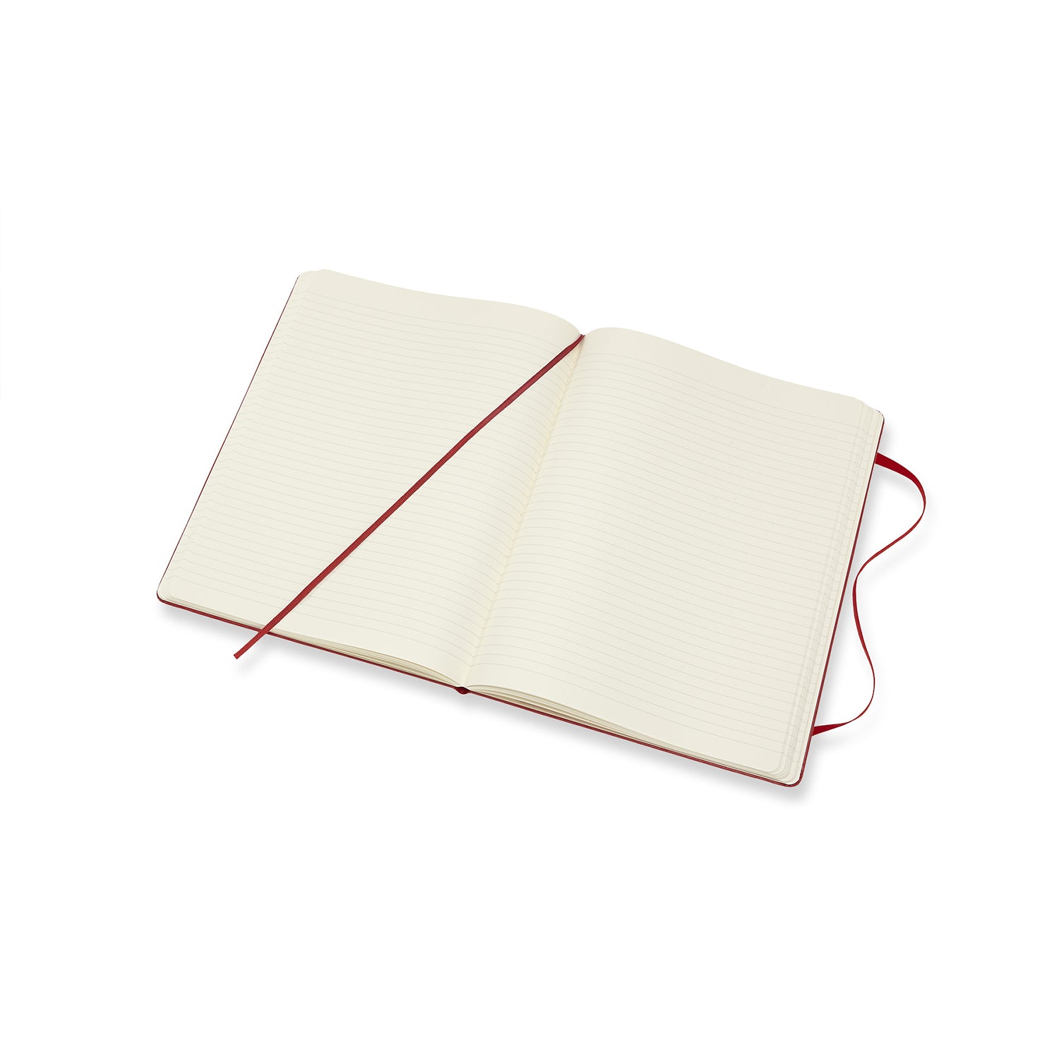 Moleskine Notizbuch – 190 × 250 mm – liniert – 70 g/m² – Hardcover, Gummiband, Einstecktasche, rot, FSC