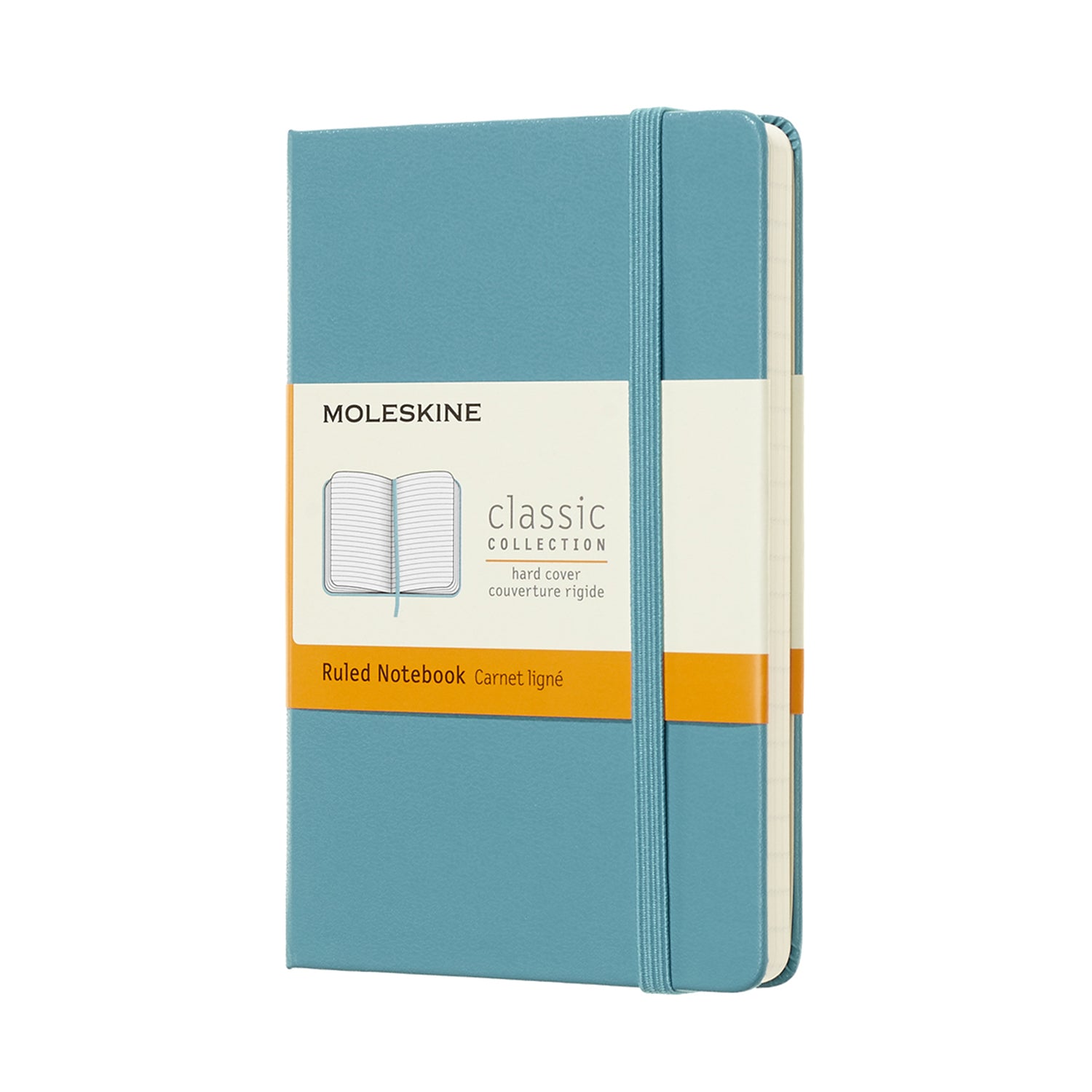 Moleskine Classic Notizbuch – 90 × 140 mm – liniert – 70 g/m² – Hardcover, Gummiband, Innentasche, Blau, FSC