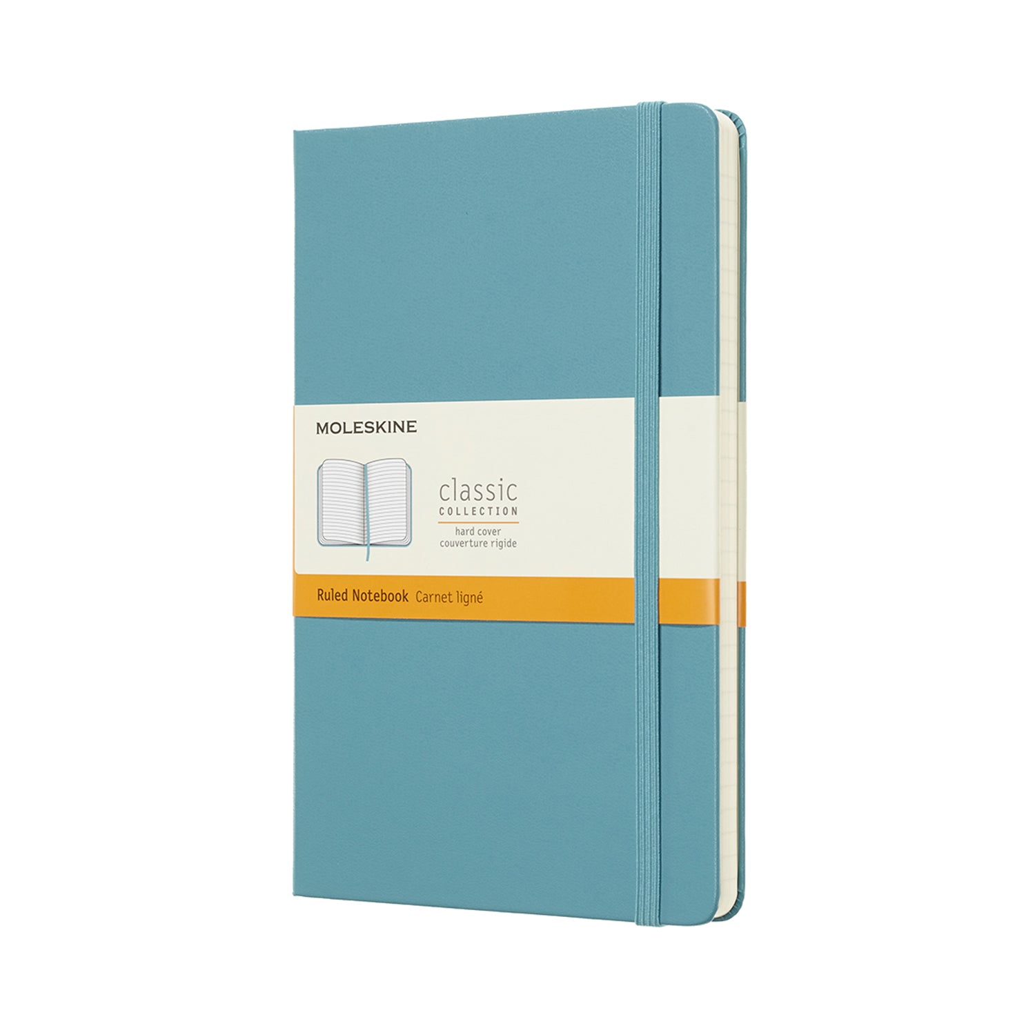 Moleskine Notizbuch – 130 × 210 mm – liniert – 70 g/m² – Hardcover, Gummiband, Einstecktasche – blau – FSC